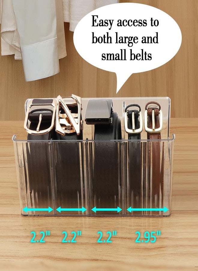 AUOIKK Acrylic Belt Organizer with Adjustable 4 Compartments & Stackable Design, Clear Storage for Closet and Drawer Organization - Image 2