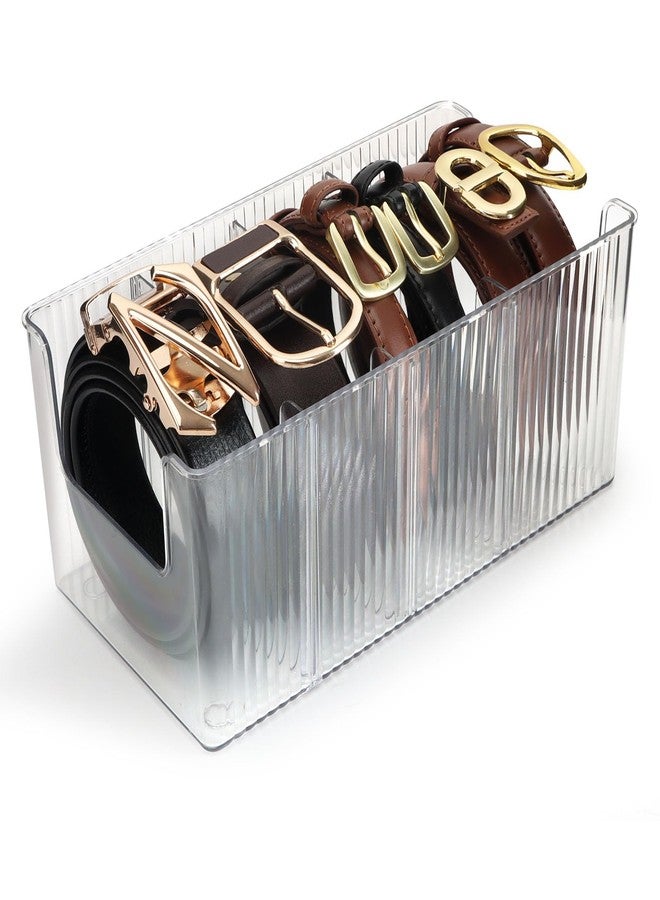 AUOIKK Acrylic Belt Organizer with Adjustable 4 Compartments & Stackable Design, Clear Storage for Closet and Drawer Organization - Image 1
