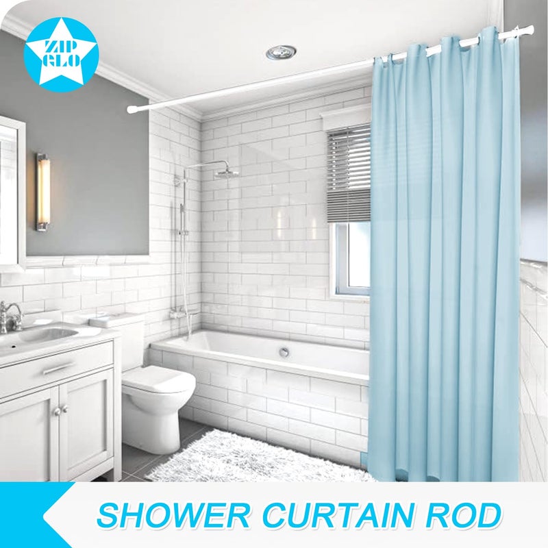ZipGlo Shower Curtain Rod White Tension Rod 45 to 77 Inch Spring Curtain Shower rod Non Slip 1pcs for Windows No Drilling Adjustable Tension Rods of Curtain Window Closet Kitchen - Image 2