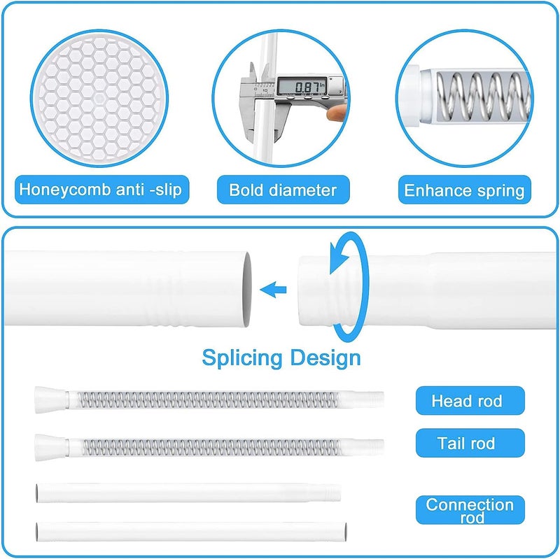 ZipGlo Shower Curtain Rod White Tension Rod 45 to 77 Inch Spring Curtain Shower rod Non Slip 1pcs for Windows No Drilling Adjustable Tension Rods of Curtain Window Closet Kitchen - Image 4