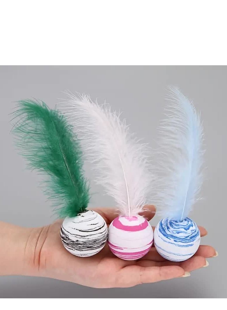 Altheqa Cat Toy Feather Ball, EVA Foam Ball With Planet Print For Indoor Kitten & Small Dogs To Play Chase 3 Piece - Image 2