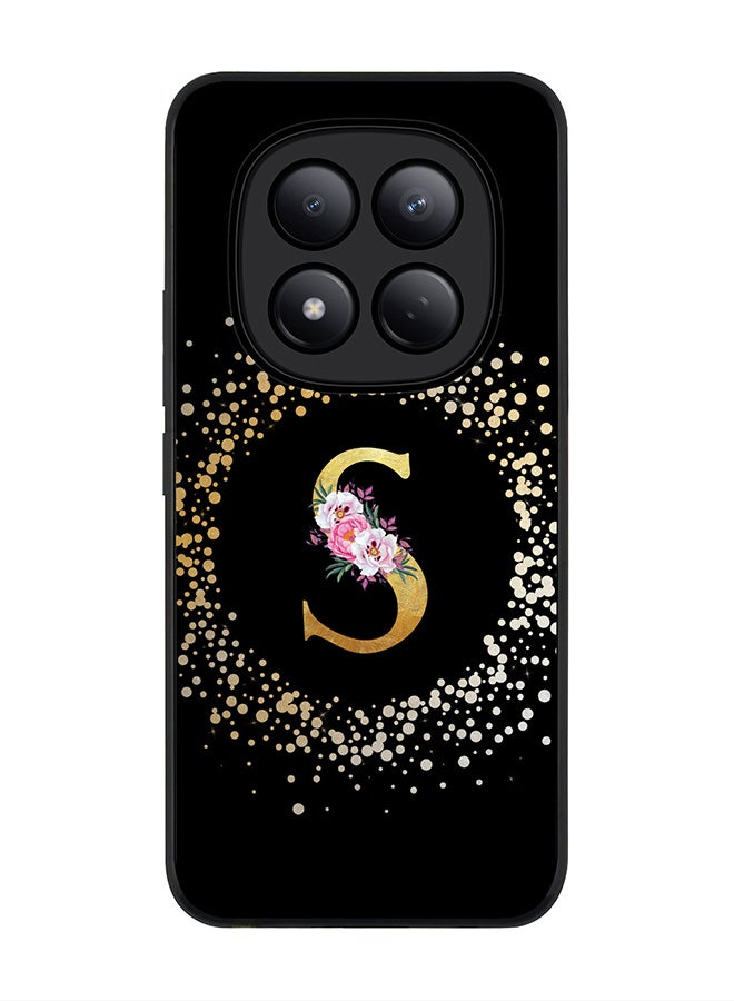 For Xiaomi Redmi Note 15 Pro 4G Case,Slim fit Camera Protection, Shockproof Thin Phone cover  - Custom Monogram Floral - S ( Black )