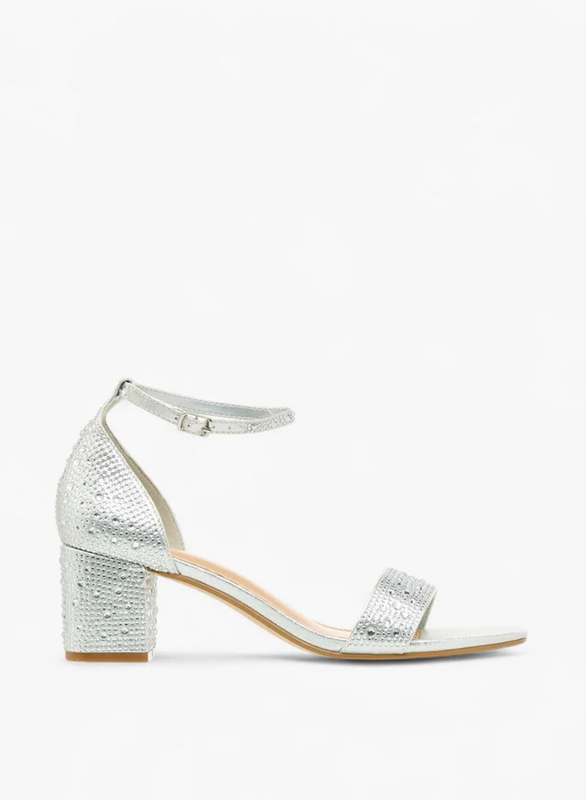 Celeste Women's Embellished Block Heel Sandals with Buckle Closure