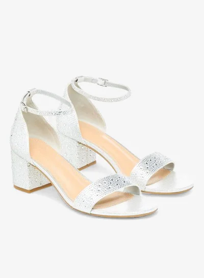 Celeste Women's Embellished Block Heel Sandals with Buckle Closure