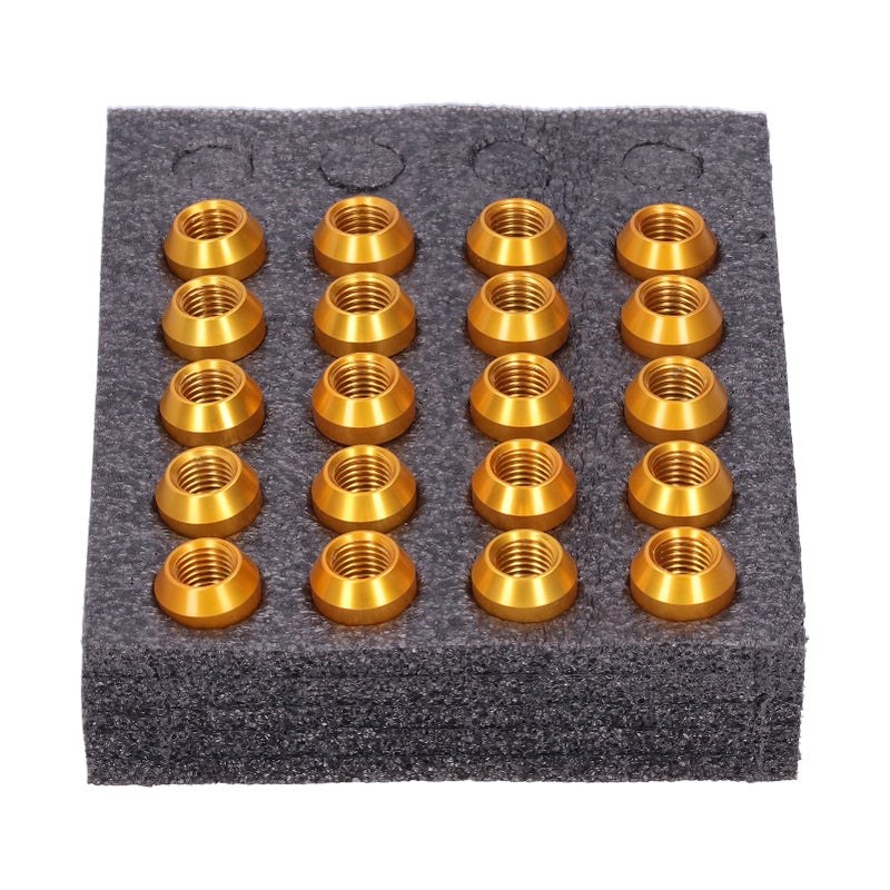 20 بوصلة (حبة) من مسمار التأمين على العجلات M12x1.5 ذي ترابط 1.3 بوصة ارتفاع، مسمارات تأمين عجلات من الألومنيوم 7075-T6 ذهبية - Image 4