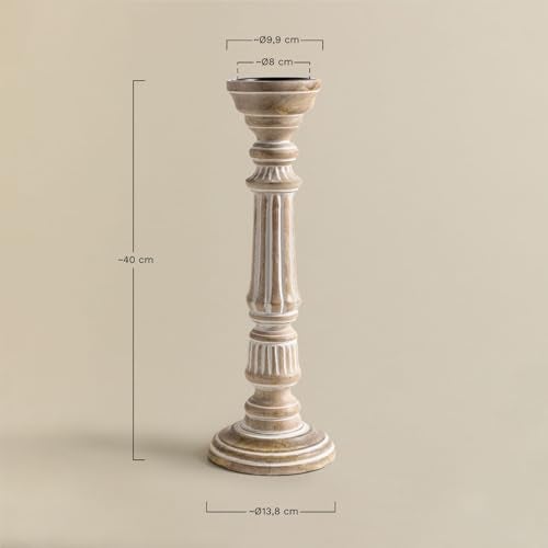 Duadecor Wooden Candle Holder for Home Decoration Set of 2, Decorative Hand Carved Tea Light Candle Stand for Home Decor, Living Room, Dining, Table Centerpiece, Gift Item (Carving), White - Image 2