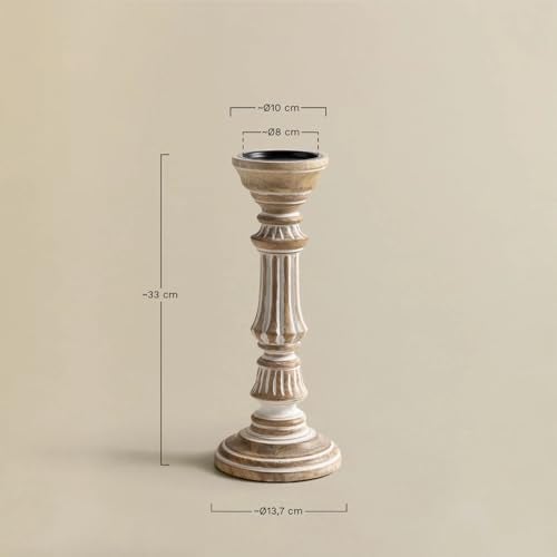 Duadecor Wooden Candle Holder for Home Decoration Set of 2, Decorative Hand Carved Tea Light Candle Stand for Home Decor, Living Room, Dining, Table Centerpiece, Gift Item (Carving), White - Image 3