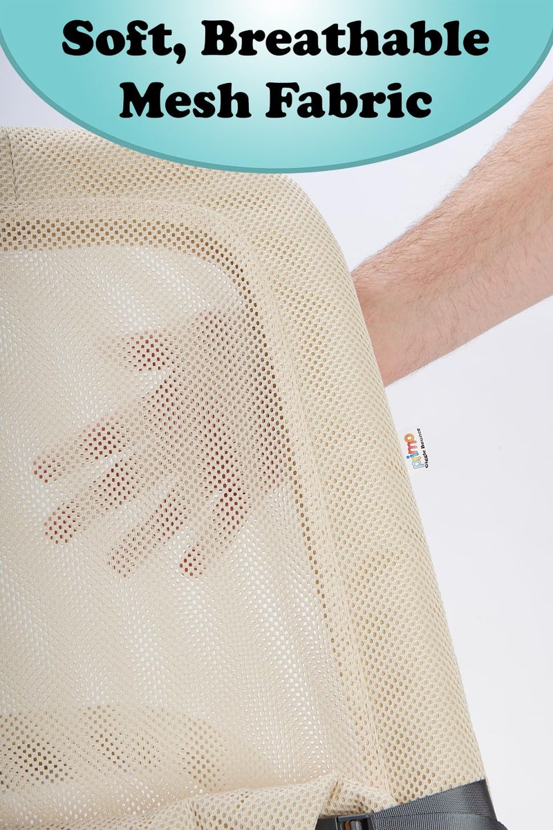 PRIMO جهاز اهتزاز الأطفال القابل للطي من جيجل باونس ديلوكس مع حركة طبيعية مهدئة، تصميم قابل للطي مريح، وضعيات قابلة للتعديل، غطاء شبكي قابل للإزالة، وقاعدة بتصميم خشبي، كريمي - Image 3