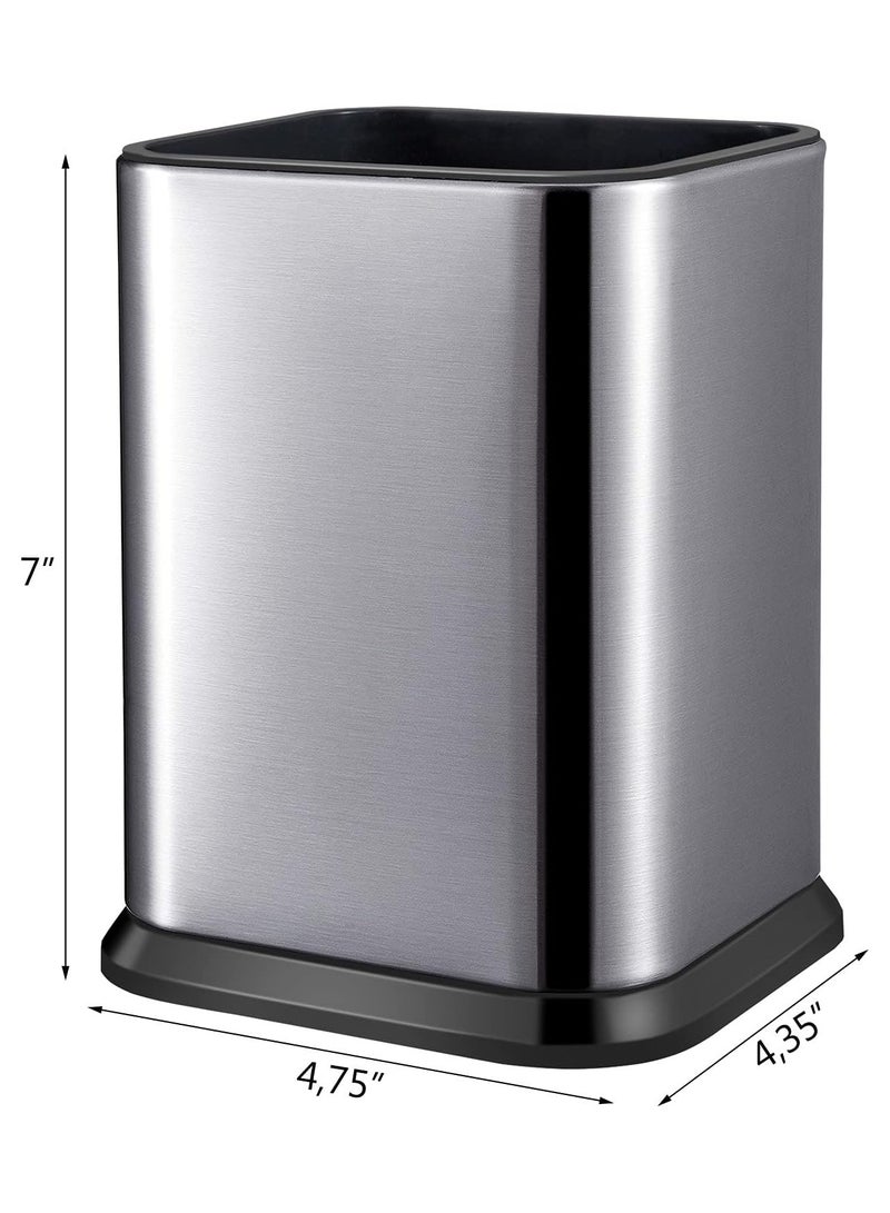 Stainless Steel Kitchen Utensil Holder for Countertop, Spoon Spatula Organizer,Modern Rectangular Large Cooking Utensil Caddy Counter,Utensil Crock Silver - Image 4