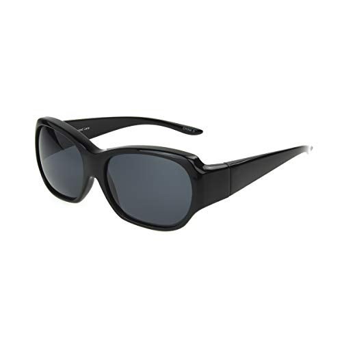 Dioptics Women's Solar Shield Jasmine Fits Over Sunglasses Polarized Square, Black, 59 mm - Image 1