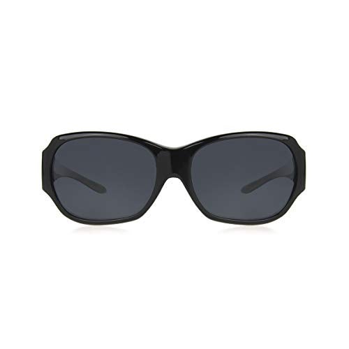 Dioptics Women's Solar Shield Jasmine Fits Over Sunglasses Polarized Square, Black, 59 mm - Image 2