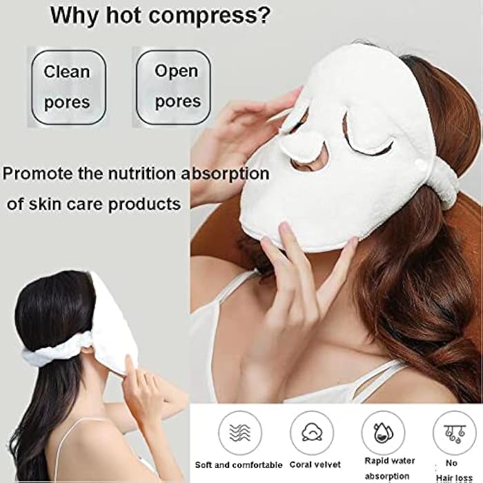 Angzhili 2 Pcs Hot Compress Face Towel Masks, Reusable Facial Steamer Towel for Hot Cold Skin care,Moisturizing Face Steamer, Beauty Facial Towel for Home and Beauty Salon - Image 3