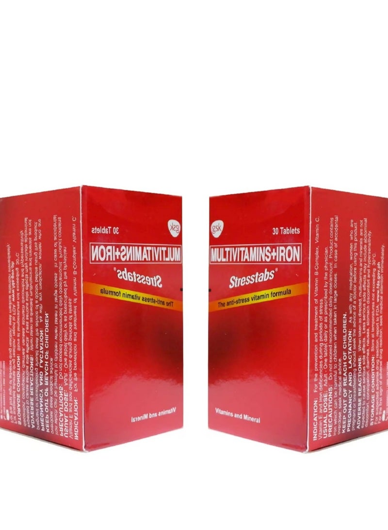 سترس تابس فيتامينات متعددة + حديد 30 ثانية ×2 - Image 1