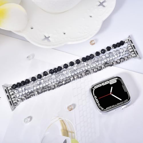 VISOOM Beaded Bracelet Compatible for Apple Watch Band 42mm/41mm/40mm/38mm Series11 10 9 8 7 Se(3 2 1) Series 6/5/4 Women Fashion Cute Handmade Pearl Stretchy Watch Strap for iWatch Bands 3/2/1 - Image 3