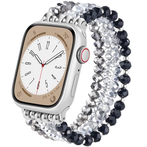 VISOOM Beaded Bracelet Compatible for Apple Watch Band 42mm/41mm/40mm/38mm Series11 10 9 8 7 Se(3 2 1) Series 6/5/4 Women Fashion Cute Handmade Pearl Stretchy Watch Strap for iWatch Bands 3/2/1 - Image 1