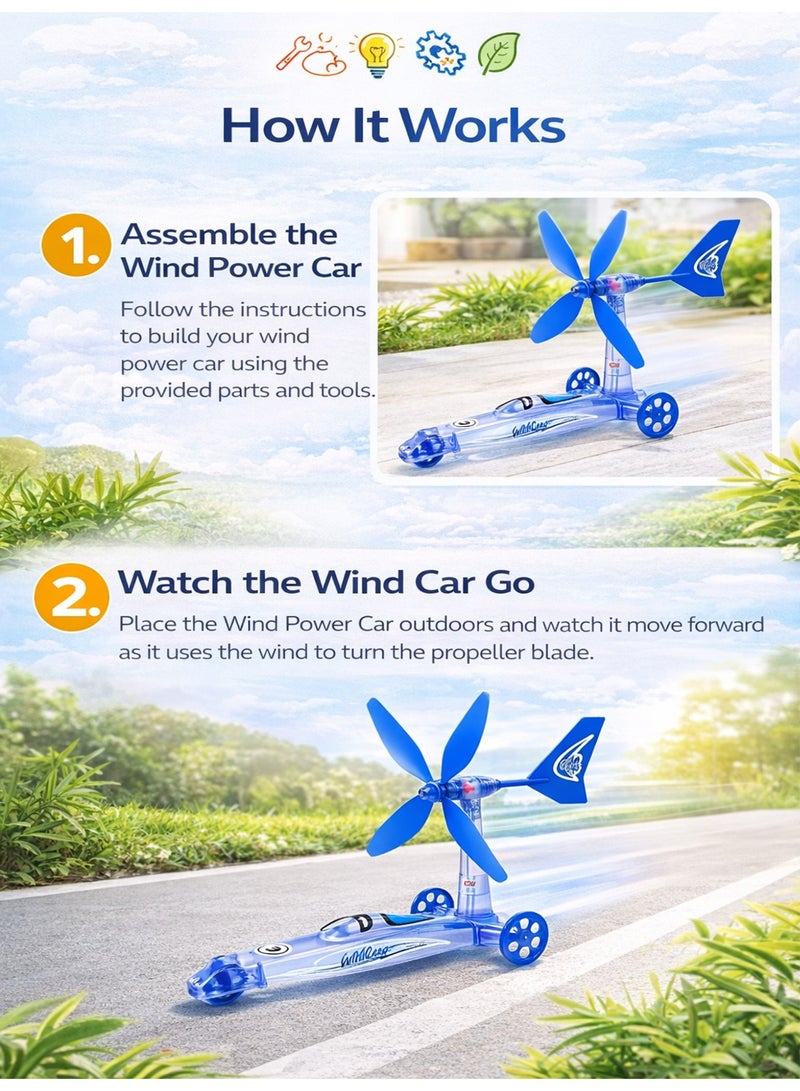 Wind Powered Robot Car STEM Science Kit for Kids – DIY Wind Energy Car Model Building Toy Educational Science Experiment Project - Image 2