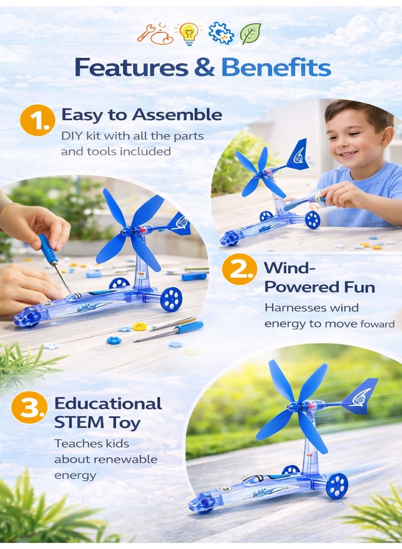 Wind Powered Robot Car STEM Science Kit for Kids – DIY Wind Energy Car Model Building Toy Educational Science Experiment Project - Image 4