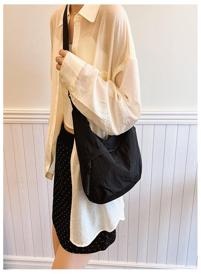 carl vinson® Nylon Square Shape Zipper Shoulder bag | Lightweight Solid Color Crossbody Purse with Zipper | Black - Image 3