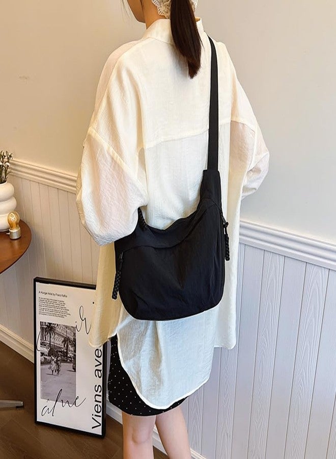 carl vinson® Nylon Square Shape Zipper Shoulder bag | Lightweight Solid Color Crossbody Purse with Zipper | Black - Image 4