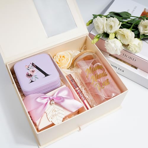 AYGXU Jewelry Organizer Box - Birthday & Mothers Day Gifts for Women, Small Travel Jewelry Case, Initial M Purple - Image 3