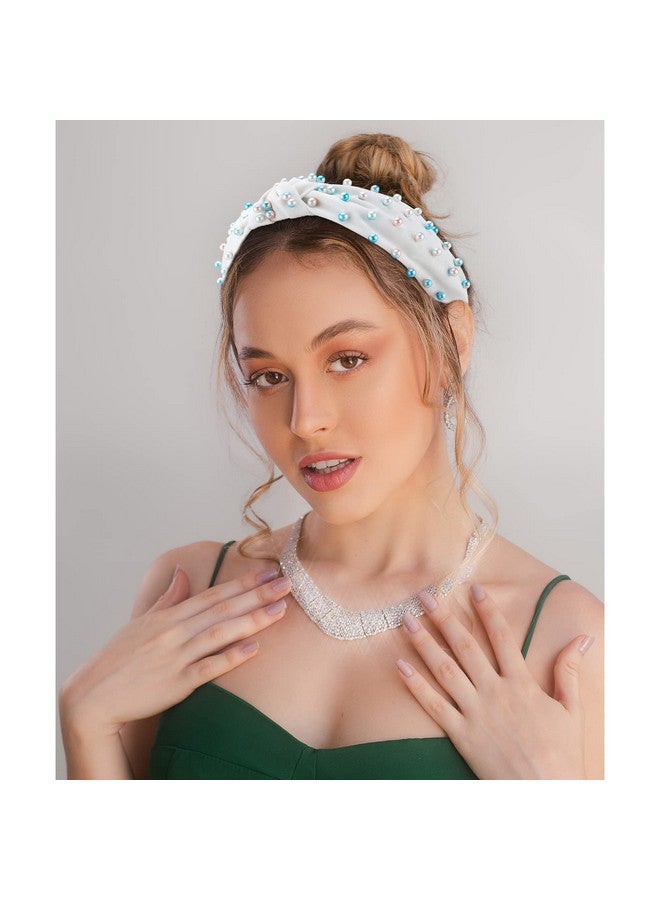 ACO-UINT 3 Pack Non-Slip Knotted Pearl Headbands For Women, Wide Hair Accessories, 3 Count - Image 2