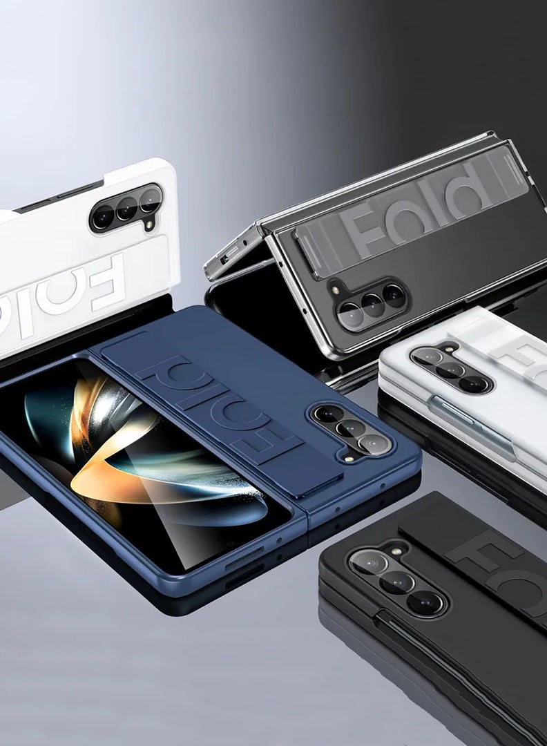 Theodor Samsung Galaxy Z Fold 5 Cover with Hand Strap, Anti-Scratch Shockproof PC Wristband Cover Thin Protective Phone Case for Samsung Galaxy Z Fold 5 (Black) - Image 2