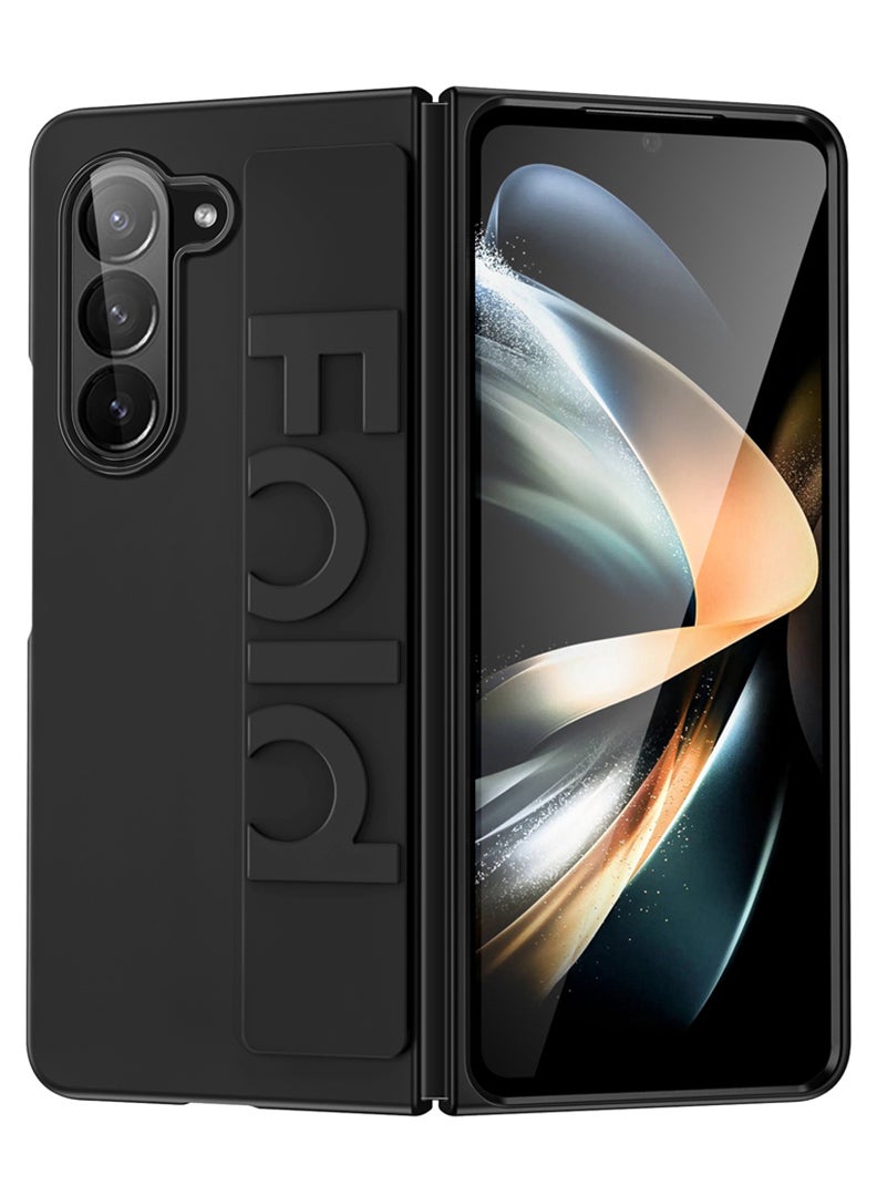 Theodor Samsung Galaxy Z Fold 5 Cover with Hand Strap, Anti-Scratch Shockproof PC Wristband Cover Thin Protective Phone Case for Samsung Galaxy Z Fold 5 (Black) - Image 1