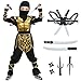 digi Kids Halloween Ninja Costume for BoysGolden Ninja Costume Set with ToysHalloween Costumes for Kids 412T - Image 3