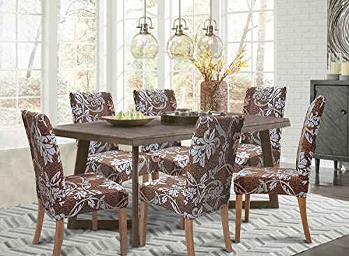 SPRINGRICO Chair Covers for Dining Room Set of 4, Stretch Dining Chair Cover, Washable Spandex Kitchen Parsons Chair Slipcovers, Removable Seat Protector for Home or Party (4 Pack, Floral BROWN1) - Image 2