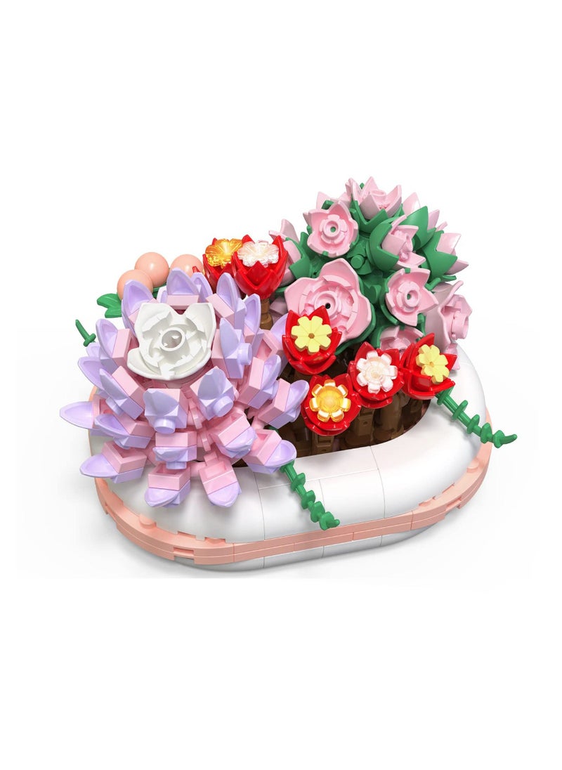 Y&D SYOSI, Luminous Building Block Toys Succulent Bonsai Botanical Decor, Plants Model Office Room Flowers Set for Adults, Gifts Girls Girlfriend Wife  - Image 1