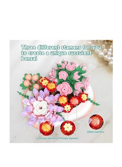 Y&D SYOSI, Luminous Building Block Toys Succulent Bonsai Botanical Decor, Plants Model Office Room Flowers Set for Adults, Gifts Girls Girlfriend Wife  - Image 2
