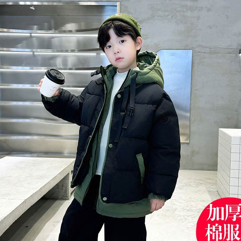 Boys' Cotton-Padded Jacket Winter Clothing Kidsren'S Cotton-Padded Jacket Fake Two-Piece Medium And Large Kidsren'S Winter Thickeneded Cotton-Padded Jacket Trendy And Cool - Image 2