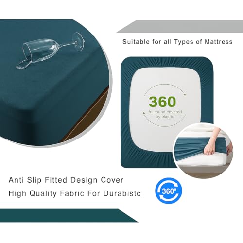 BABYLEE Waterproof Mattress Protector Double Bed 78x72 Ultra Soft Breathable & Fitted Bed Protector Terry Cover Double Bed (6.5x6 feet, Fits 10 Inches, Teil) - Image 2