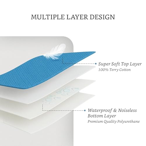 BABYLEE Waterproof Mattress Protector Double Bed 78x72 Ultra Soft Breathable & Fitted Bed Protector Terry Cover Double Bed (6.5x6 feet, Fits 10 Inches, Teil) - Image 4