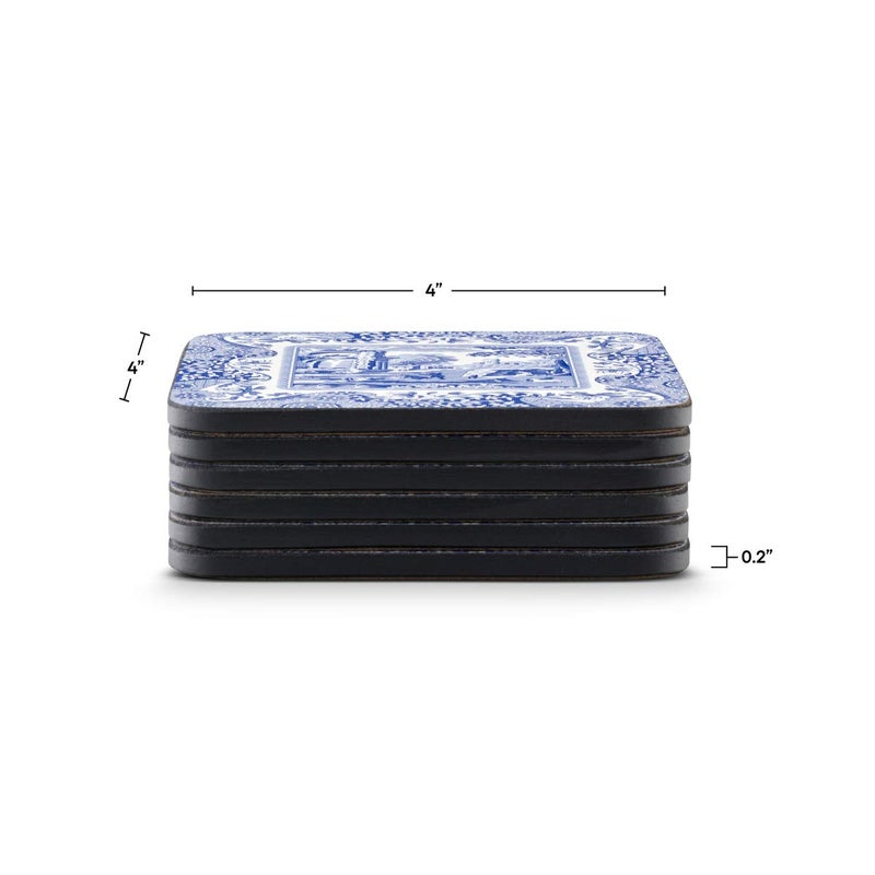 Spode Blue Italian Collection Coasters | Set of 6 | Cork Backed Board | Heat and Stain Resistant | Drinks Coaster for Tabletop Protection - Image 3