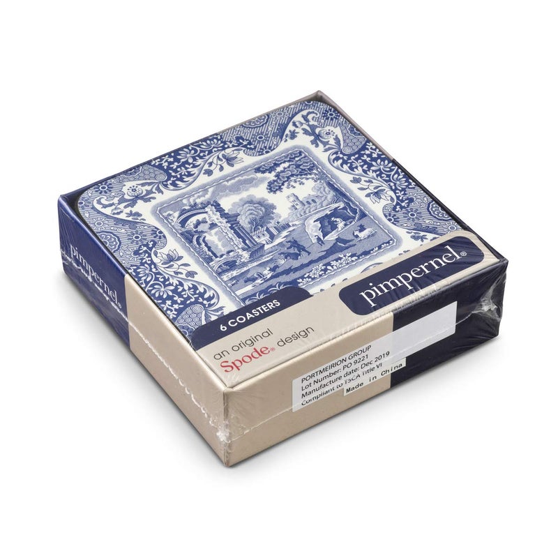 Spode Blue Italian Collection Coasters | Set of 6 | Cork Backed Board | Heat and Stain Resistant | Drinks Coaster for Tabletop Protection - Image 4