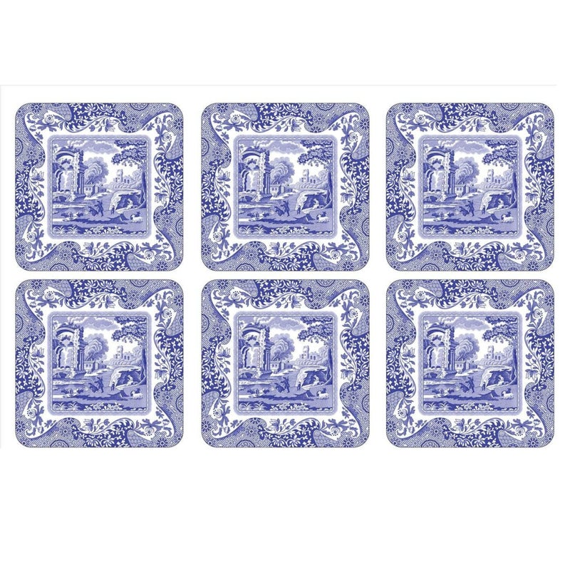 Spode Blue Italian Collection Coasters | Set of 6 | Cork Backed Board | Heat and Stain Resistant | Drinks Coaster for Tabletop Protection - Image 5