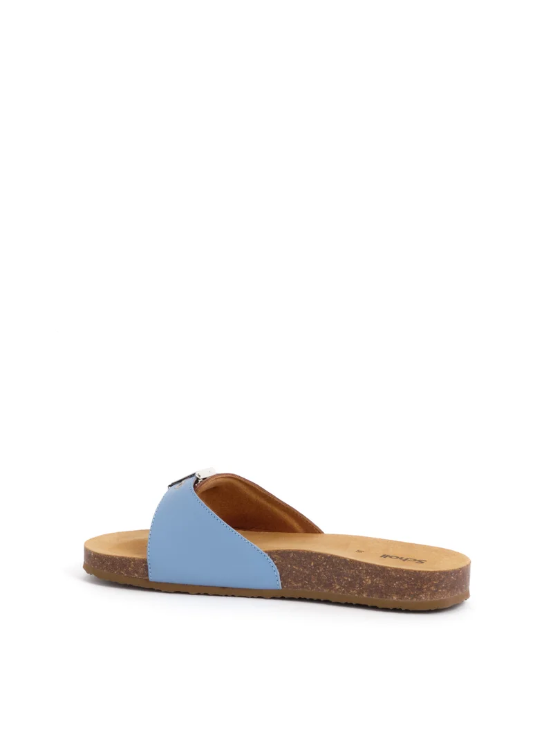 Scholl MULES COGNAC/GLACIAL BLUE PESCURA FLAT CORK 2