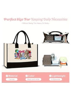 DAILYCHIC Dailychic Teacher Appreciation Gifts,Canvas Tote Bag,Thank You Funny Gift Ideas,Graduation,Teacher Day  - Image 2