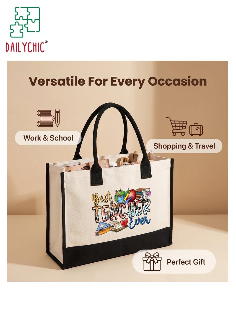 DAILYCHIC Teacher Appreciation Gifts,Canvas Tote Bag,Thank You Funny Gift Ideas,Graduation,Teachers' Day - Image 4
