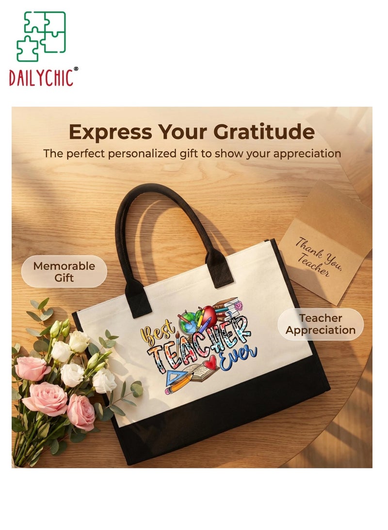 DAILYCHIC Teacher Appreciation Gifts,Canvas Tote Bag,Thank You Funny Gift Ideas,Graduation,Teachers' Day - Image 5