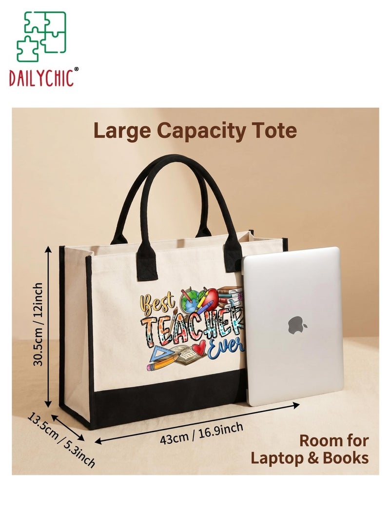 DAILYCHIC Teacher Appreciation Gifts,Canvas Tote Bag,Thank You Funny Gift Ideas,Graduation,Teachers' Day - Image 2