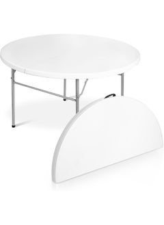MOMENT 1.8M 6 Ft Round Folding Card Table, Indoor Outdoor Portable Plastic Kitchen Or Camping Picnic Party Wedding Event Table, White  - Image 1