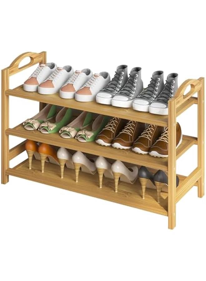 HOOKOR Bamboo Shoe Rack Shoe Storage Organizer Entryway Shoe Shelf (3-Tier) - Image 1