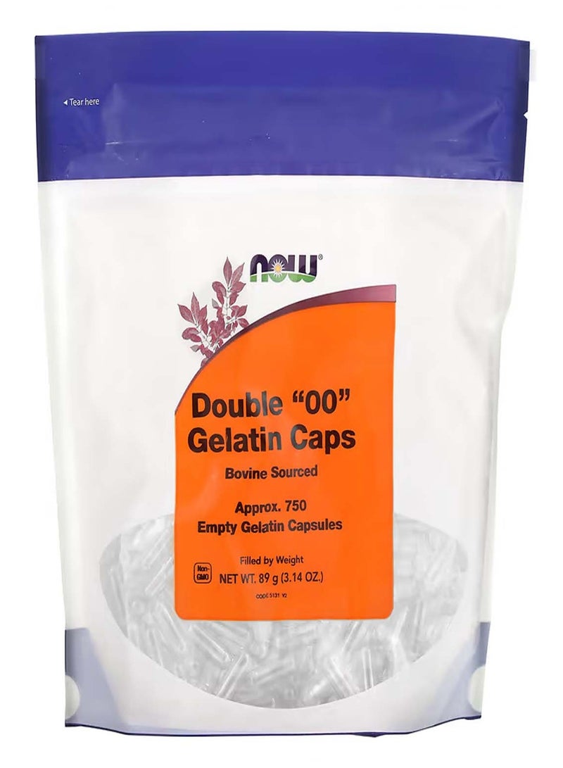 now Double "00" Gelatin Caps, Approx. 750 Empty Gelatin Capsules, 3.14 oz (89 g) - Image 1