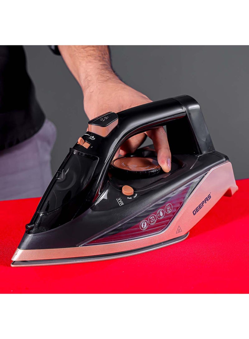 GEEPAS Steam Iron Cord and Cordless Use, Ironing Box with Ceramic-Coated Soleplate and Self-Cleaning Function/ Comfortable Handle and Handy Design with Multiple Functions/ 350 ml Water Tank, Suitable for All Kinds of Fabric 350 ml 2200 W GSI7785 Rose Gold and Black - Image 2