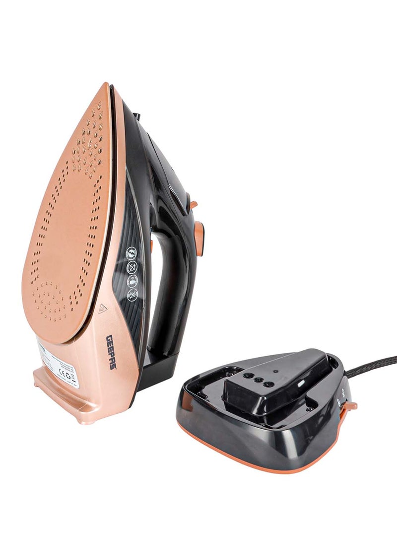 GEEPAS Steam Iron Cord and Cordless Use, Ironing Box with Ceramic-Coated Soleplate and Self-Cleaning Function/ Comfortable Handle and Handy Design with Multiple Functions/ 350 ml Water Tank, Suitable for All Kinds of Fabric 350 ml 2200 W GSI7785 Rose Gold and Black - Image 5