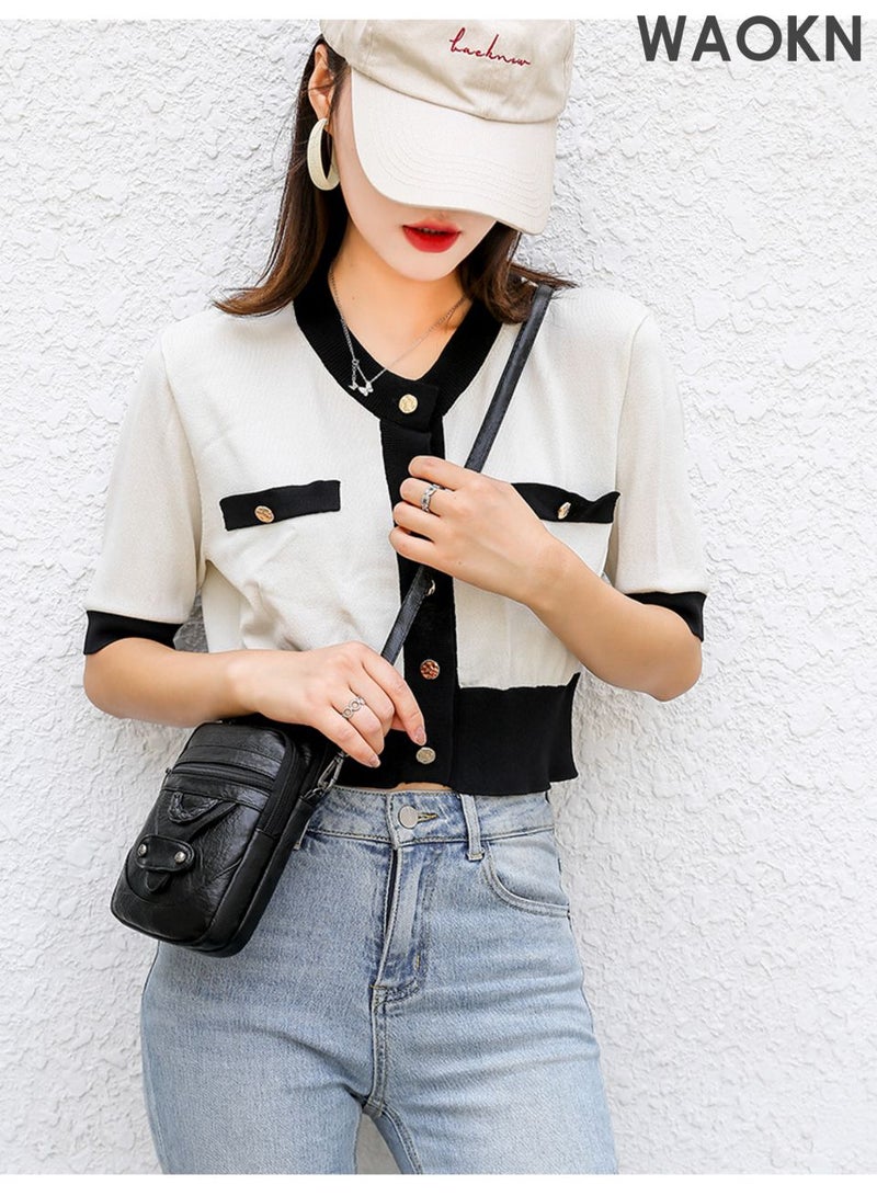 WAOKN Crossbody coin purse, soft leather texture, single shoulder crossbody coin purse, simple design, casual small square bag, mobile phone bag, coin purse versatile (black). - Image 4