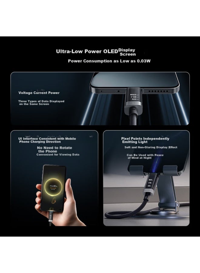 Cuktech Cooltech 6Th Generation Braided Digital Display Power Line 240W Data Cable Type-C Charging Cable 6A Fast Charging For Apple 16/Xiaomi/Huawei Smartphones Tablets Laptops 1.5M - Image 2