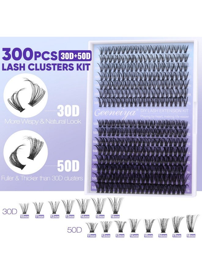 جينيا مجموعة رموش جينيا الطبيعية 30D+50D، مجموعة رموش صناعية ناعمة بطول 10-18 مم، رموش فردية طبيعية مع رابطة رموش مقاومة للماء وملقط رموش (300 قطعة) - Image 3